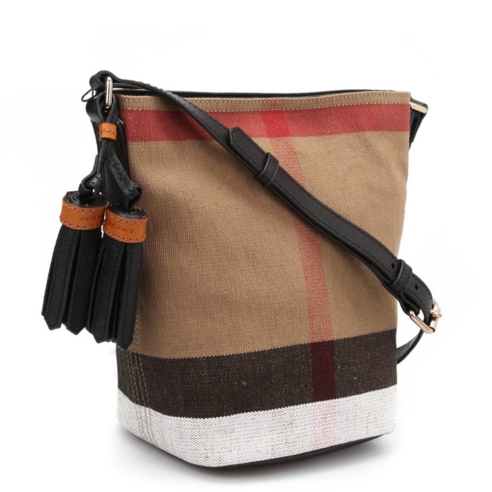 Burberry Canvas house check mini Ashby tassel crossbody bag